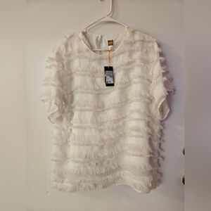 NWT Boss White Textured Blouse